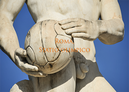 Les statues de l'ère mussolinienne décorant le pourtour du Stadio olimpico di Roma